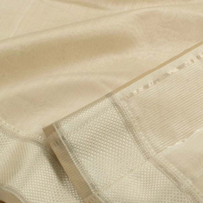 Cream Handwoven Maheshwari Silk Cotton Saree